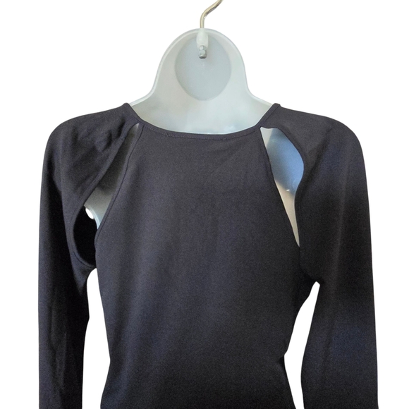 BCBGMAXAZRIA Black Cutout Keyhole Long Sleeve Top Size Medium - Picture 6 of 8